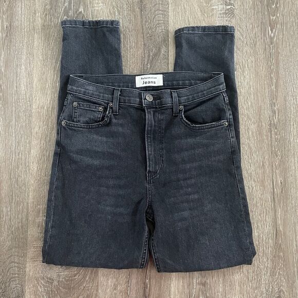 Reformation Jeans High & Skinny Crop Jeans Faded Grey Black - Size: 27 - Picture 5 of 7
